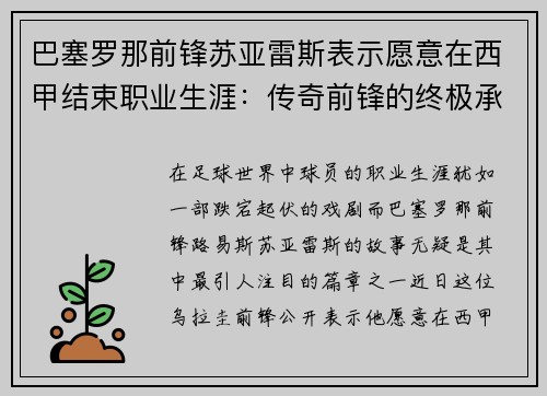 巴塞罗那前锋苏亚雷斯表示愿意在西甲结束职业生涯：传奇前锋的终极承诺